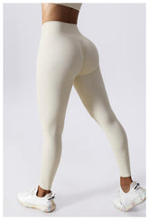 Drawstring Belly Contracting Nude High Waist Yoga Pants Quick Drying Hip Lifting Fitness Pants Tight Running Sports Pants